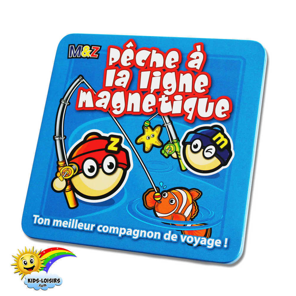 Jeu pêche à ligne enfant poisson aimanté en bois avec canne magnétique