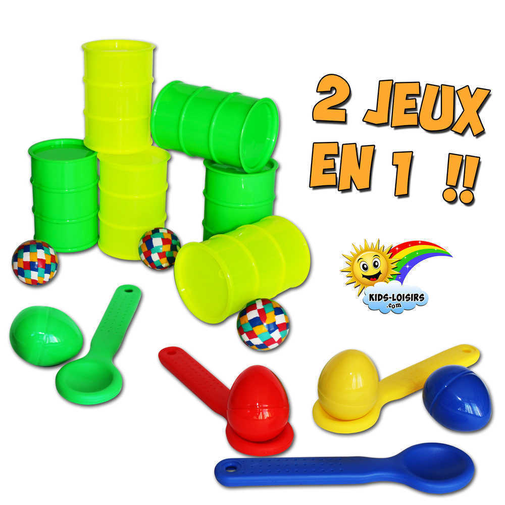 Kit jeux de plein-air - Course aux oeufs + chamboule tout - Kids loisirs